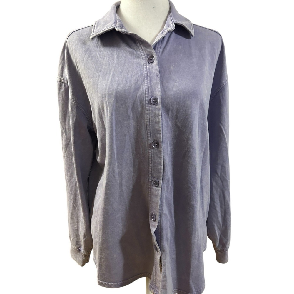 Jane & Delancy Lavender Womans Button Front Shirt Sz M Casual Cozy